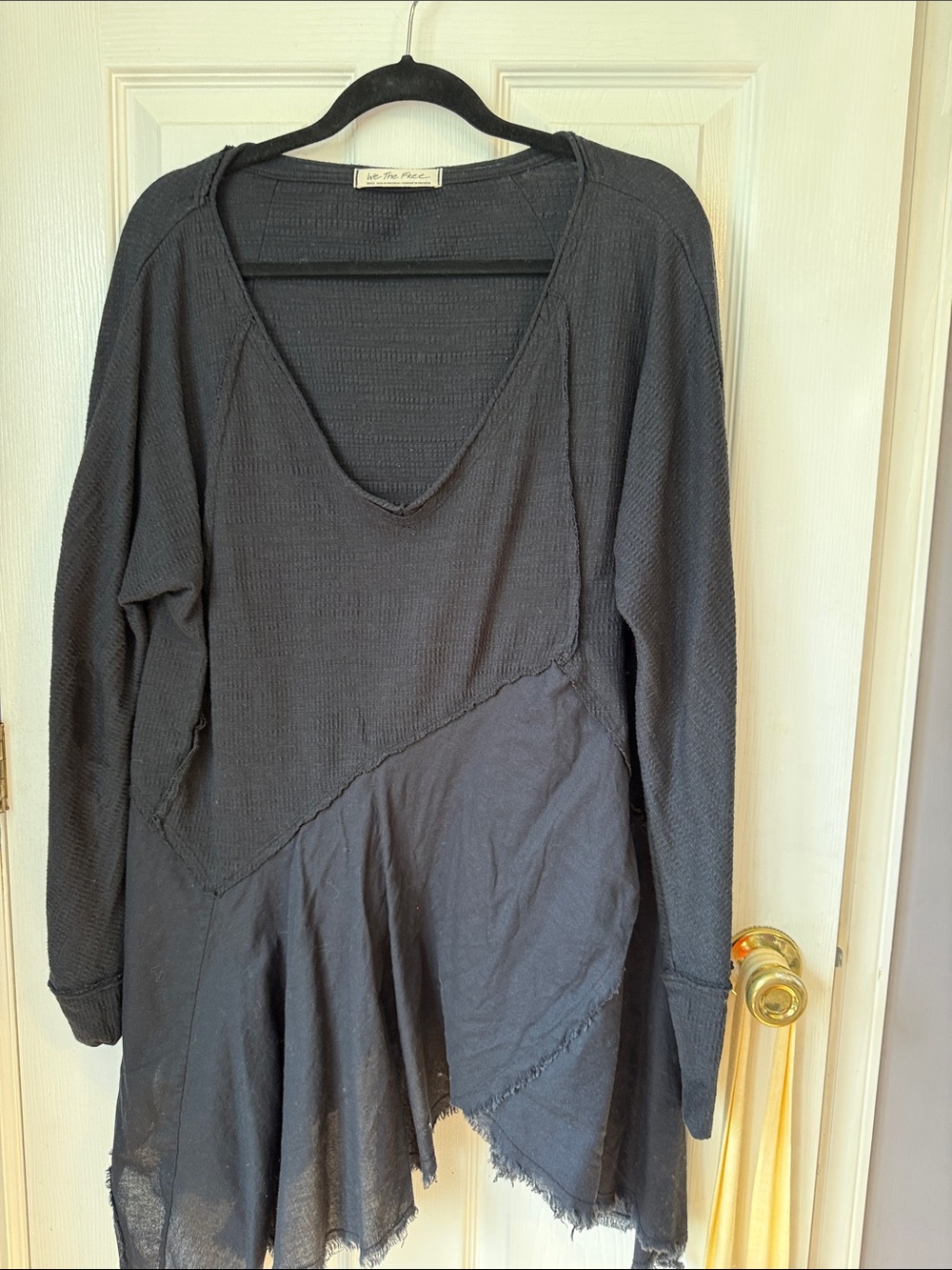 Free People Black Layered V-Neck Tunic Dress